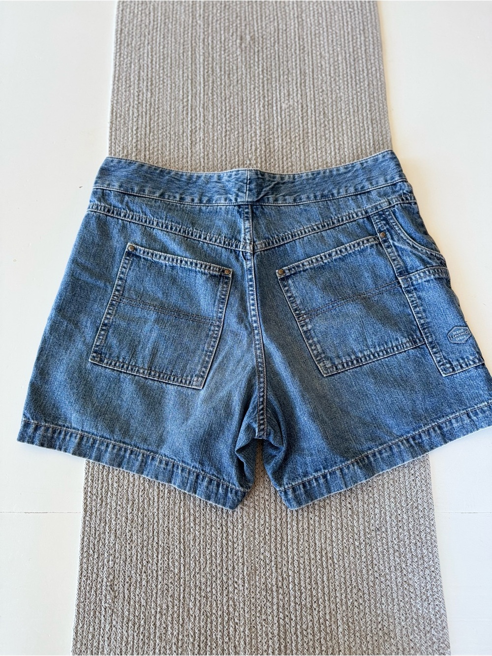 Vintage 90s Z. Cavaricci Medium Blue Denim Utility Jean Shorts Size 32
